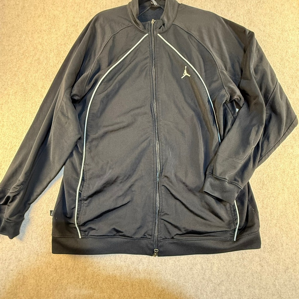 Nike Air Jordan Mens XL Black Full Zip Track Jacket Jumpman Logo Piping Athletic